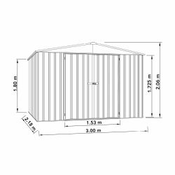 Abri FRASER - Métal - 6,4 m² - Dimensions