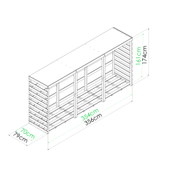 Abri bûches COLOMBUS XXL - 174 x 82 x 356 cm