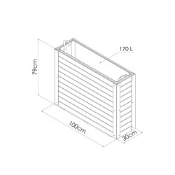 Bac Bambou - Traité - 100 x 30 x 78,5 cm