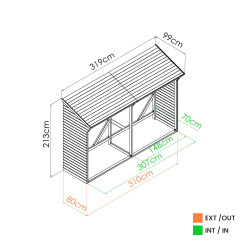 Abri bûches MEMPHIS XL - 213 x 100 x 319,5 cm