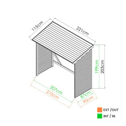 Abri bûches MEMPHIS - 203 x 114,5 x 221 cm