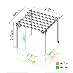 Pergola ANCOLIE - 247 x 300 x 300 cm