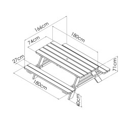 Table de Pique Nique en bois 6 personnes - Matisse