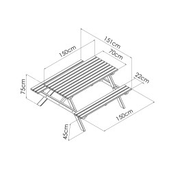 Table de Pique Nique en bois 6 personnes - Alma