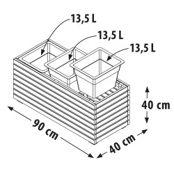 Bac à fleurs 3 pots Horizon - 90 x 39,4 x 40 cm