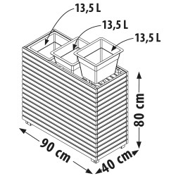 Bacs à fleurs 3 pots haut Horizon - 90 x 39,4 x 80