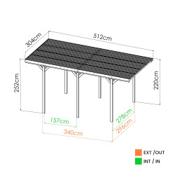 Carport Jean - simple - 15,6m²