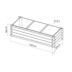 Carré potager au sol 214L Basil en Pin Traité