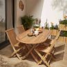 Salon de jardin - une table ovale et 4 chaises en bois - Ambiance