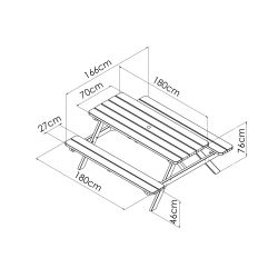 Table de Pique en bois 6 personnes - Romane - Dimensions